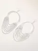 Silver Rhinestones Tassel Hoop Round Earrings sold by KissProm