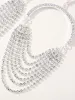 Silver Rhinestones Tassel Hoop Round Earrings sold by KissProm