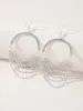 Silver Rhinestones Tassel Hoop Round Earrings sold by KissProm