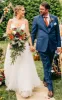 Romantic Spaghetti V-neck A-Line Satin Wedding Dress With Open Back sold by KissProm