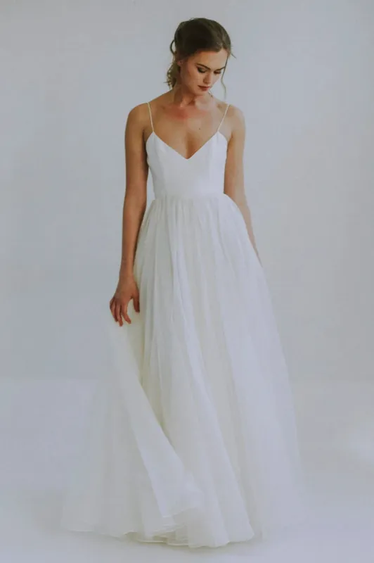 Sexy A-line Spaghetti Straps Wedding Gown With Tulle sold by KissProm