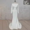 Mermaid Scoop Neck V Back Satin Wedding Dress sold by KissProm