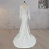 Mermaid Scoop Neck V Back Satin Wedding Dress sold by KissProm