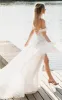 Orlanda | A-Line Lace White Lace-Up Off-the-Shoulder Wedding Dress with Slit sold by KissProm