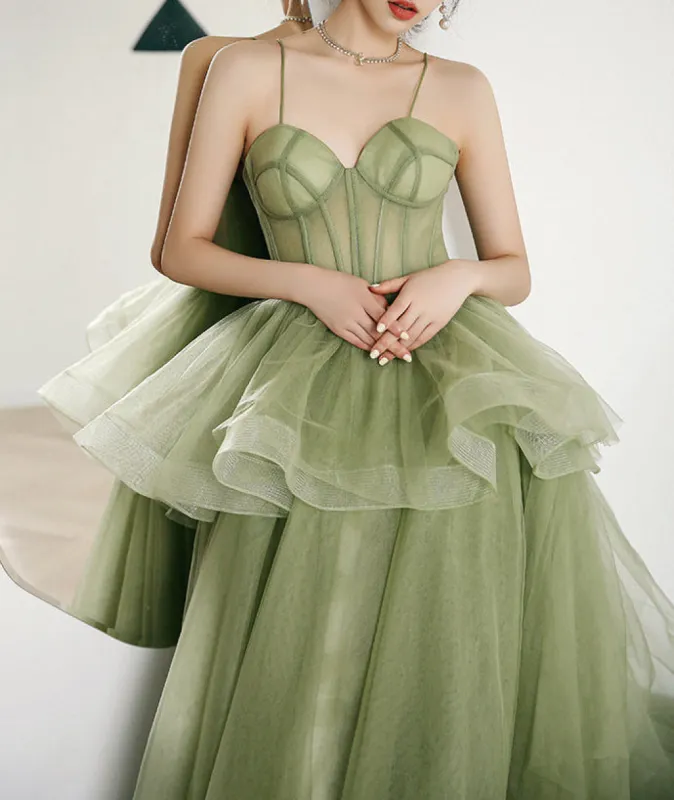 Spaghetti Straps Sage Green Ball Gown Quinceanera Dresses sold by KissProm