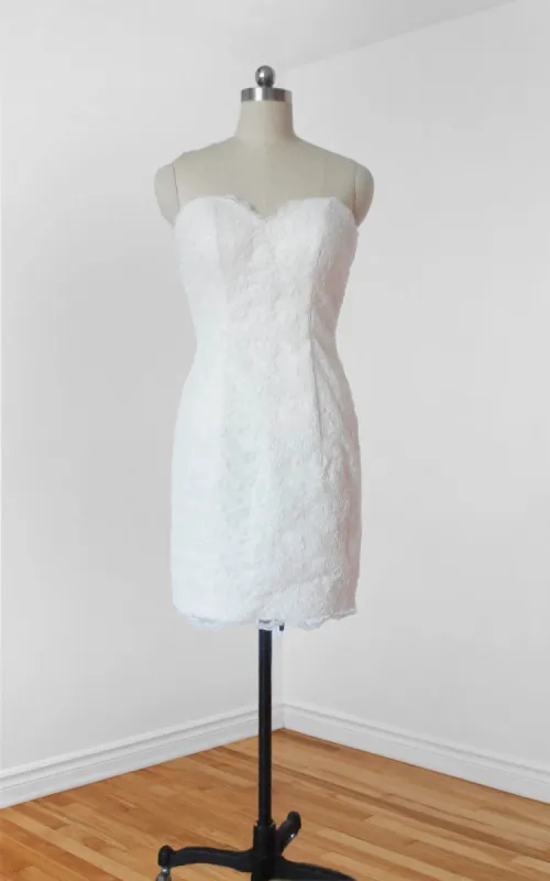 Short Strapped Sweetheart Lace Wedding Dress sold by KissProm