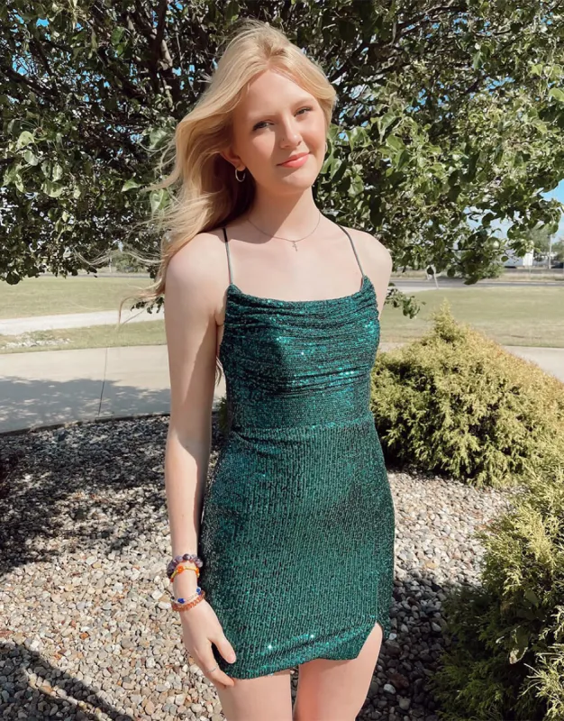 Lyla | Sheath Sequin Short Mini Homecoming Dress sold by KissProm