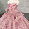 Romantic Pink beading Quinceanera Dress Sequined Sleeveless with Bowknot sold by KissProm