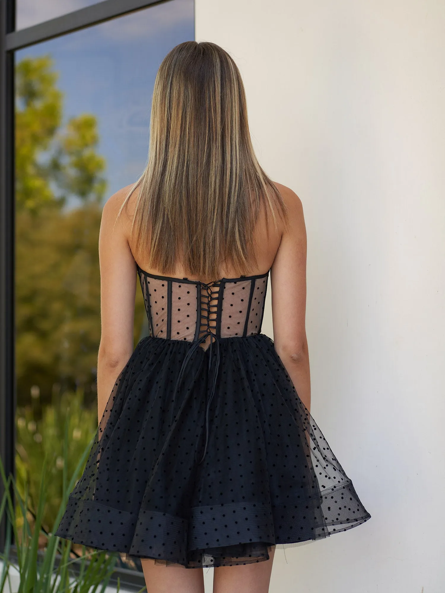 Eribella | Sweetheart Spaghetti Straps Short Mini Tulle Black Homecoming Dress sold by KissProm product image thumbnail 2