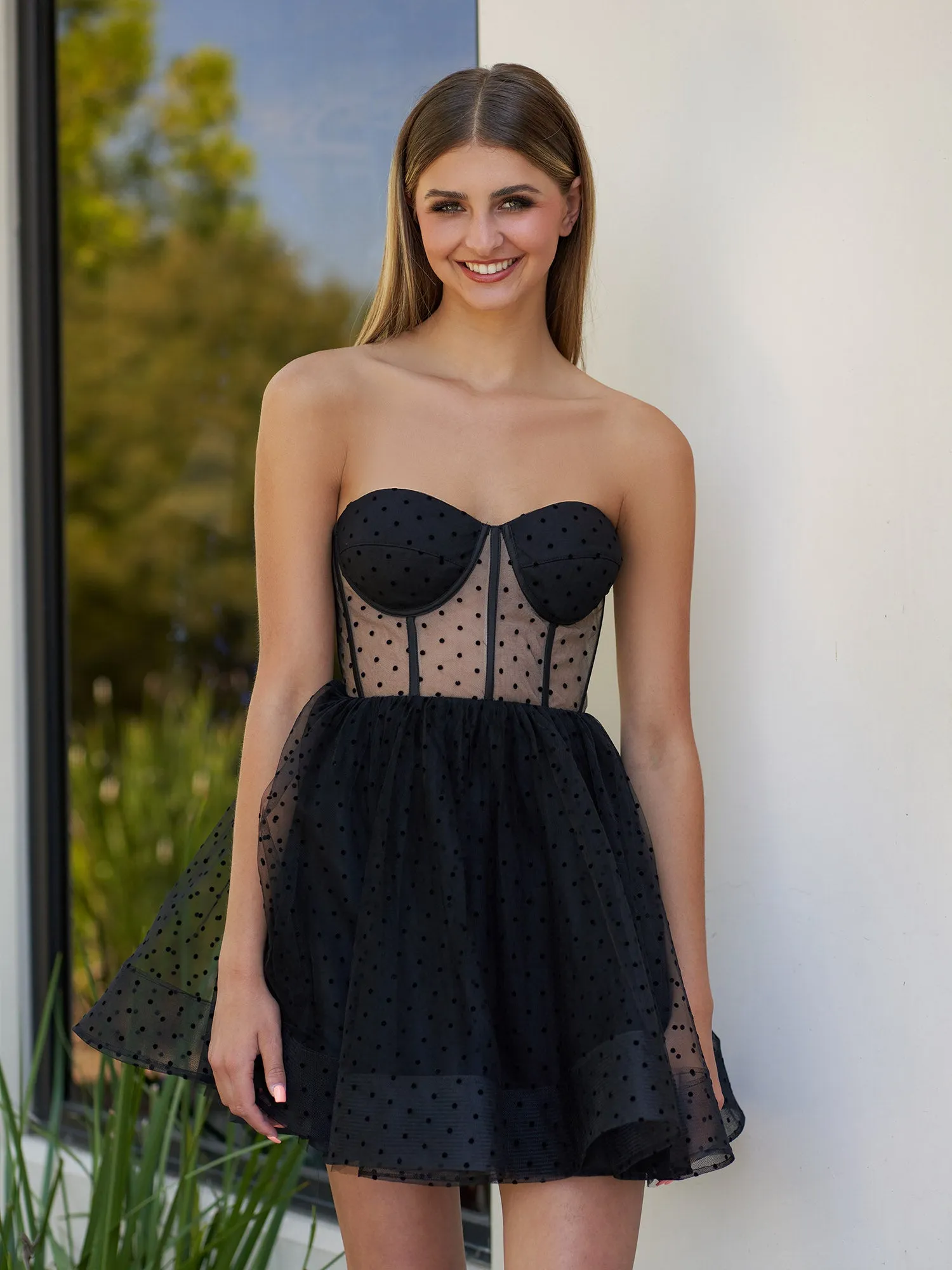 Eribella | Sweetheart Spaghetti Straps Short Mini Tulle Black Homecoming Dress sold by KissProm product image thumbnail 4