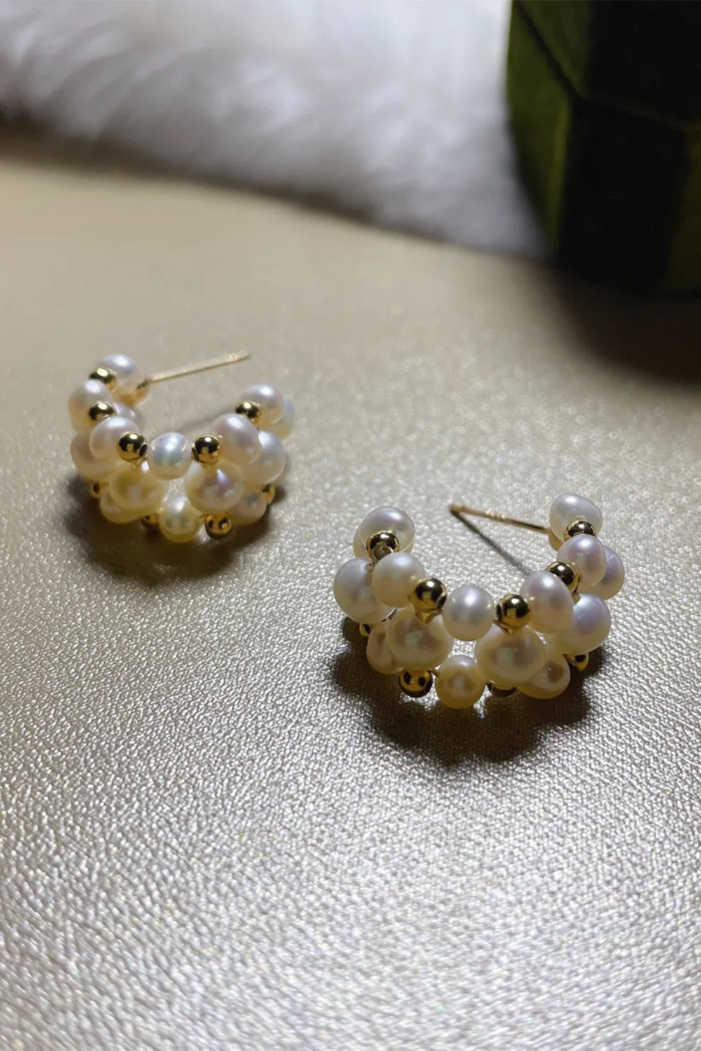 Vintage Pearl Hoop Earrings sold by KissProm product image thumbnail 3