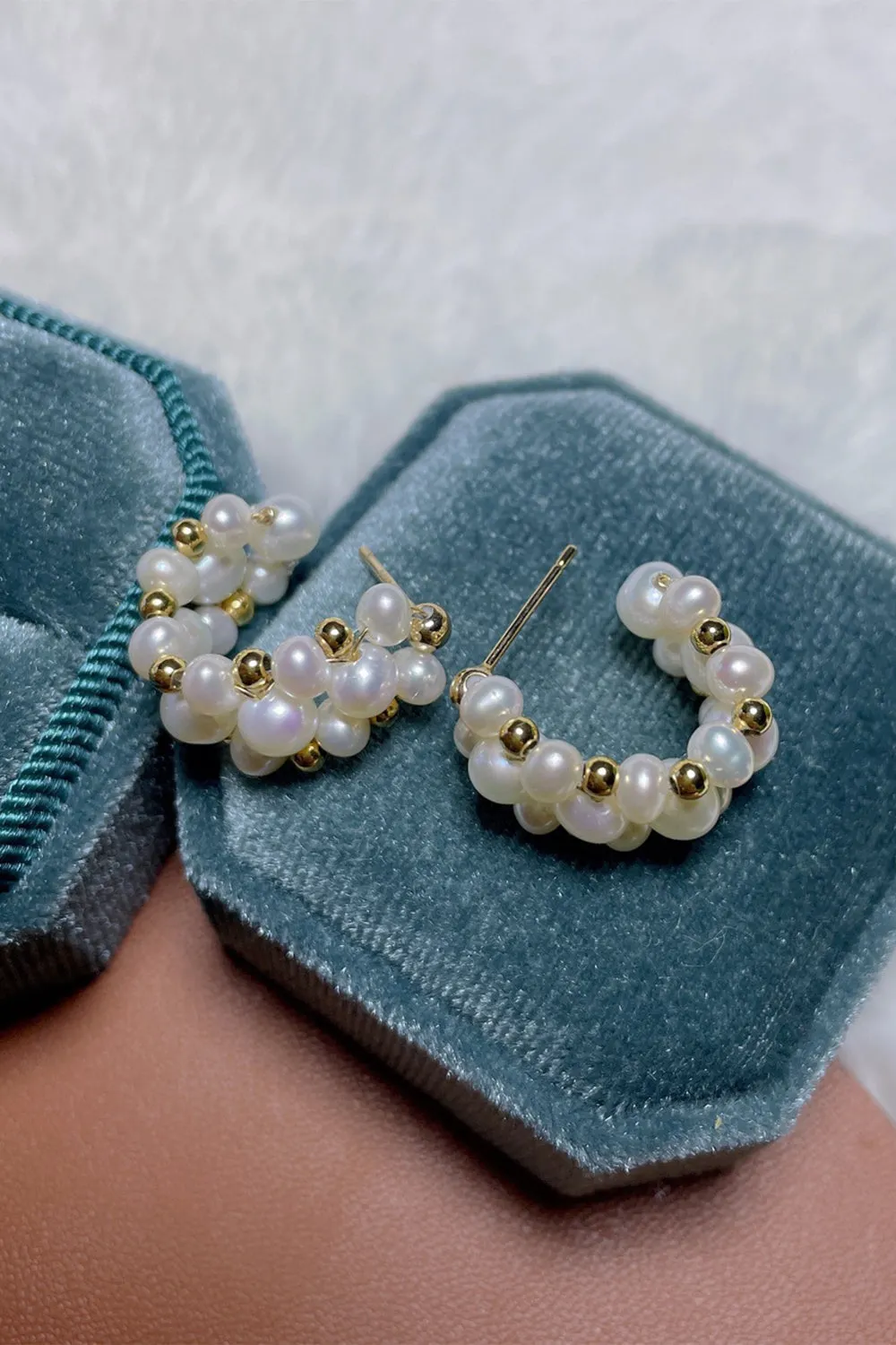 Vintage Pearl Hoop Earrings sold by KissProm product image thumbnail 4
