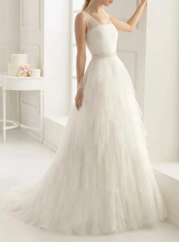 Stunning Top-ruched Layered Gown With Beaded Tulle Straps sold by KissProm