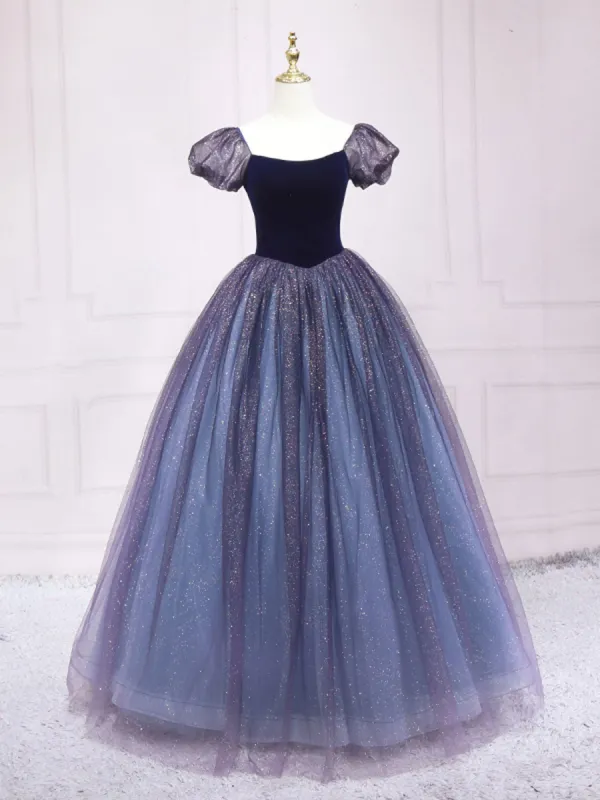 Quinceanera Dress Purple Tulle Long Prom Dresses Shiny Purple Tulle Formal Gown Sweet Dress sold by KissProm