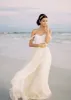 Chiffon  A-line Off-the-Shoulder Backless Beach Wedding Dress with Lace Bodice sold by KissProm