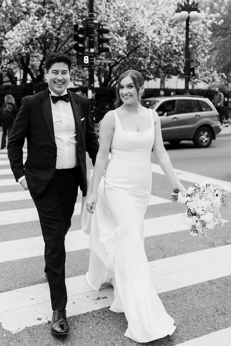 Mermaid Square Neck White Satin Wedding Dresses sold by KissProm product image thumbnail 5