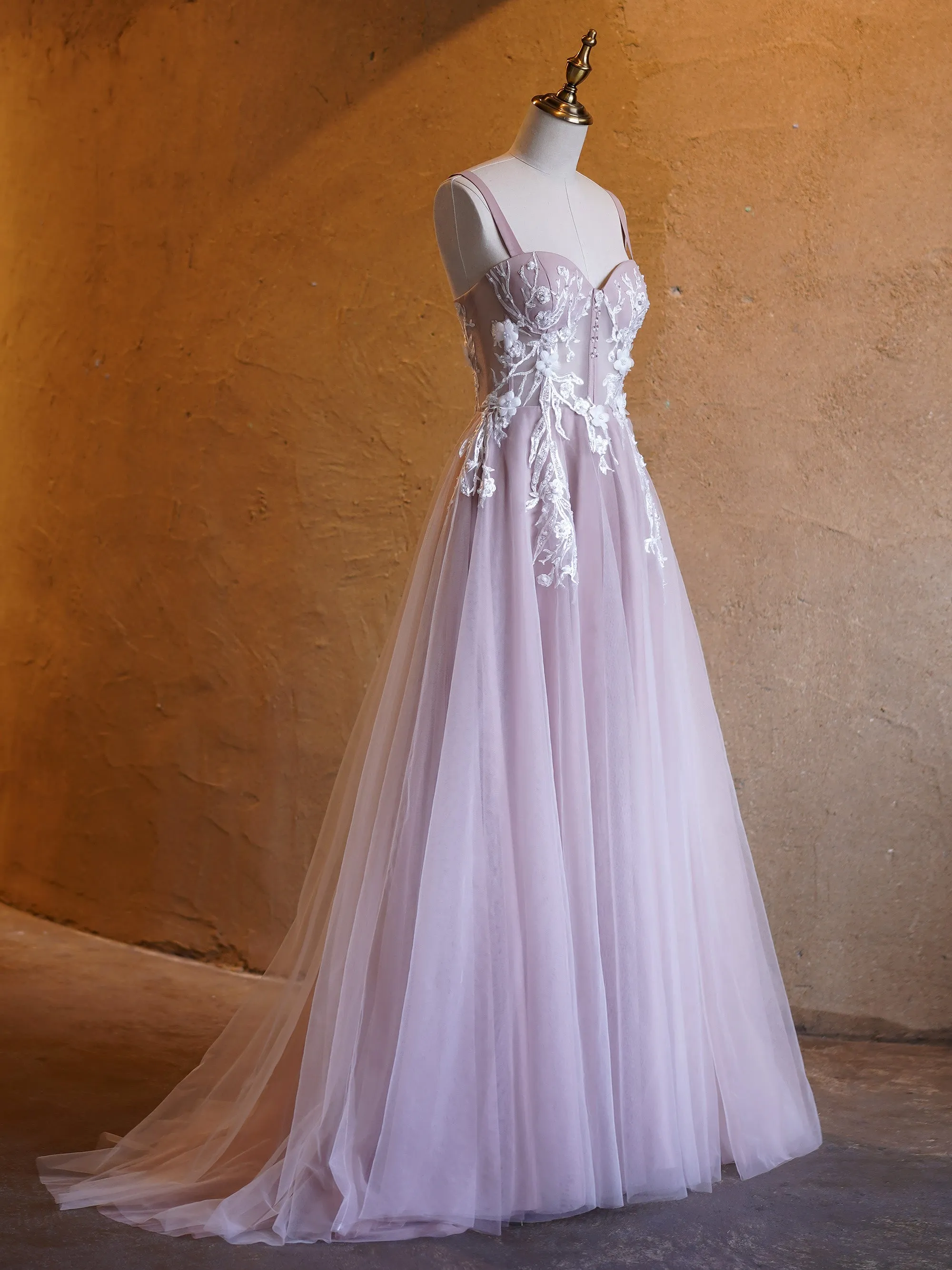 Felicity |Lavender A-line Sweetheart Neckline Tulle Sweep Train Prom Dress sold by KissProm product image thumbnail 4