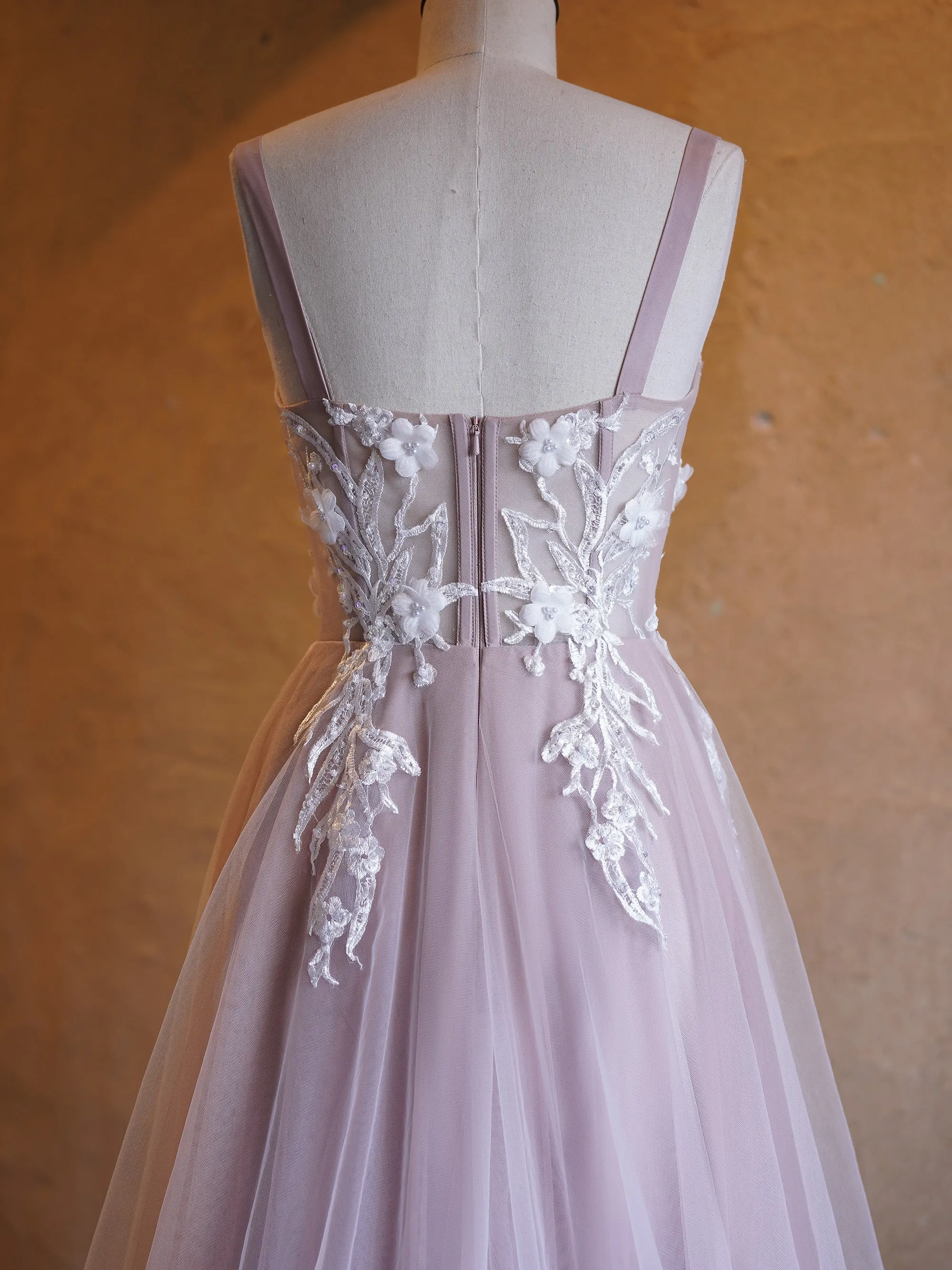 Felicity |Lavender A-line Sweetheart Neckline Tulle Sweep Train Prom Dress sold by KissProm product image thumbnail 5