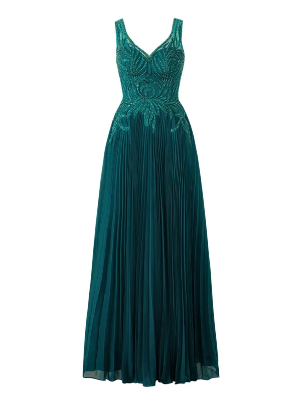 Abigail Dark Green | A-line V-neck Chiffon Prom Dress sold by KissProm