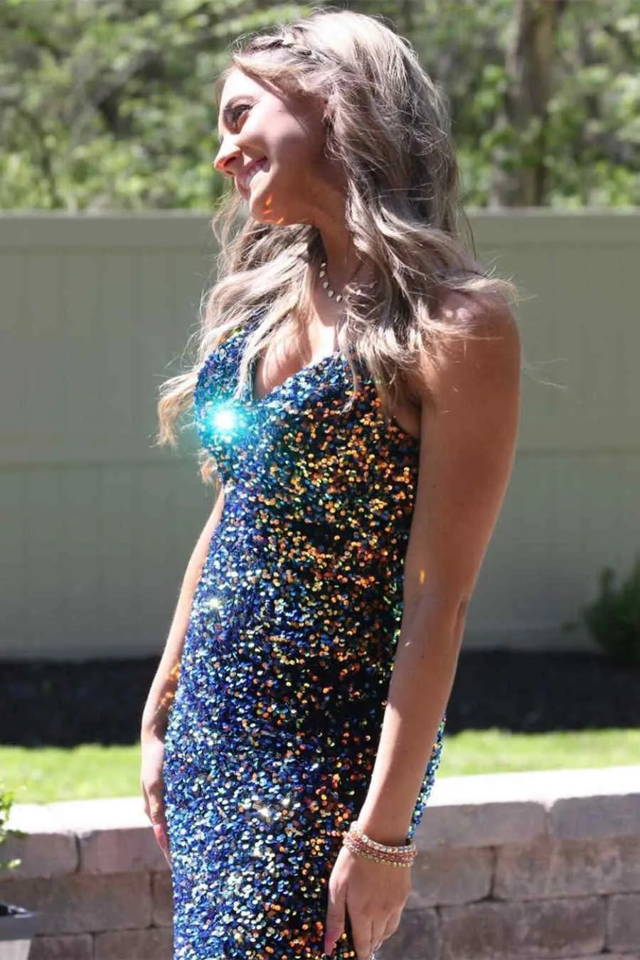 Glitter Navy Blue Sequined Mermaid Prom Dress sold by KissProm product image thumbnail 2