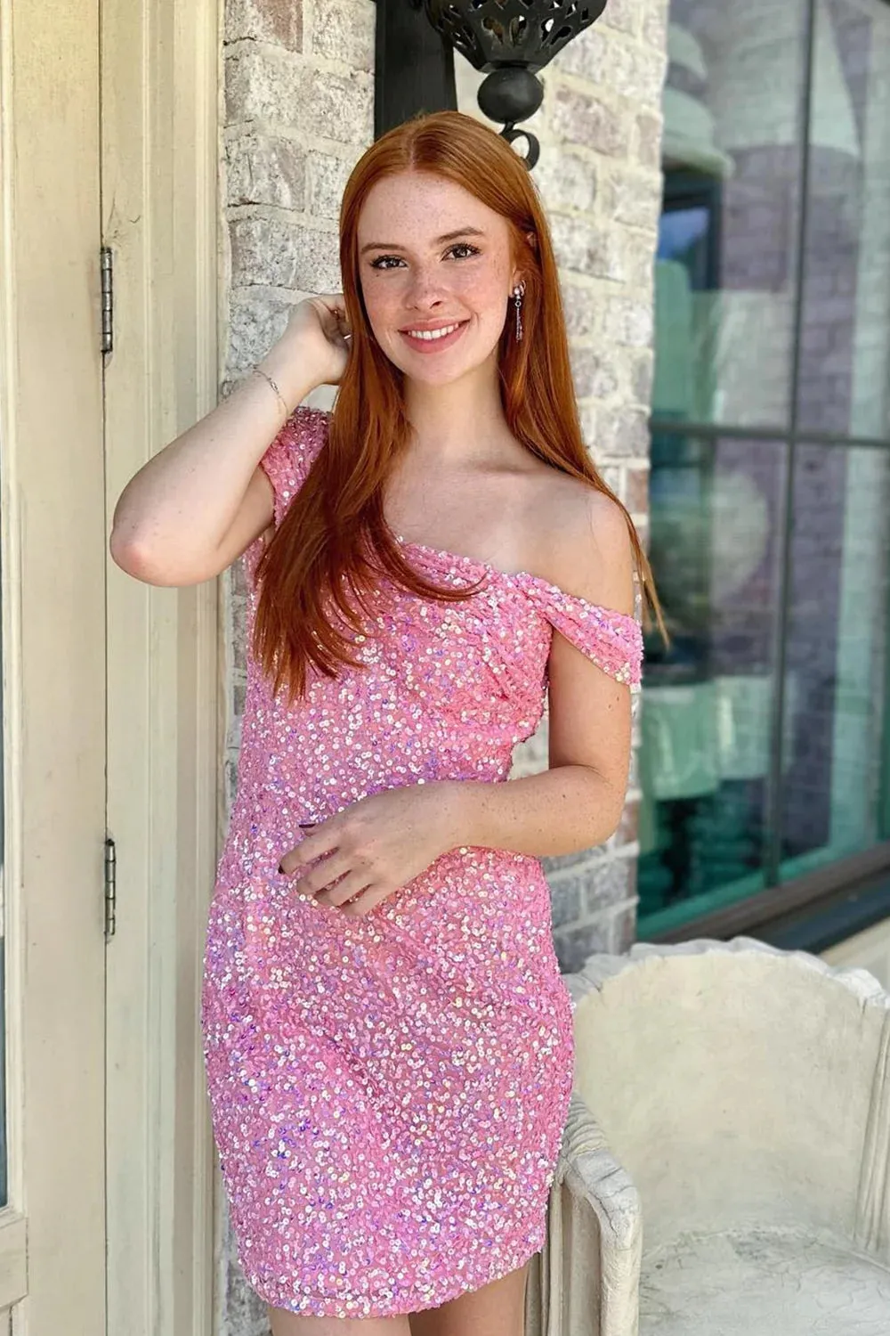 Sunniva | Sparkly Pink Sequins Tight Short Homecoming Dress sold by KissProm product image thumbnail 2