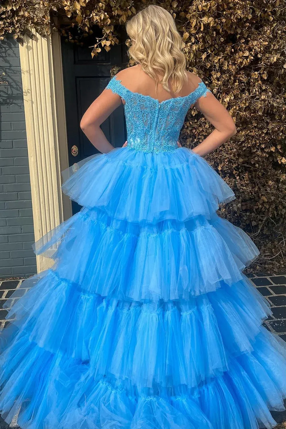 Bette | Blue High Low Homecoming Prom Dress with Lace sold by KissProm product image thumbnail 3