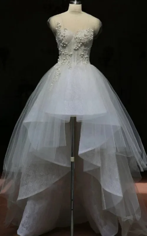 Mini High Neck Sleeveless Bell Beading Zipper Keyhole Tulle Lace Dress sold by KissProm