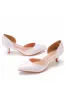 Simple Elegant Mid Cutout Two-Piece Slip on Pointed Toe Kitten Heels sold by KissProm