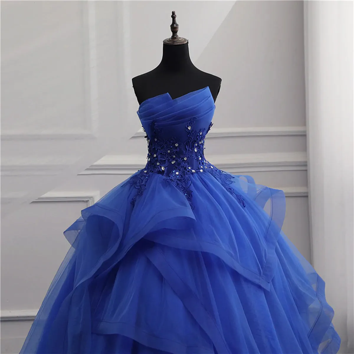 Royal Blue Lace Prom Dresses Royal Blue Lace Formal Graduation Dresses sold by KissProm product image thumbnail 2