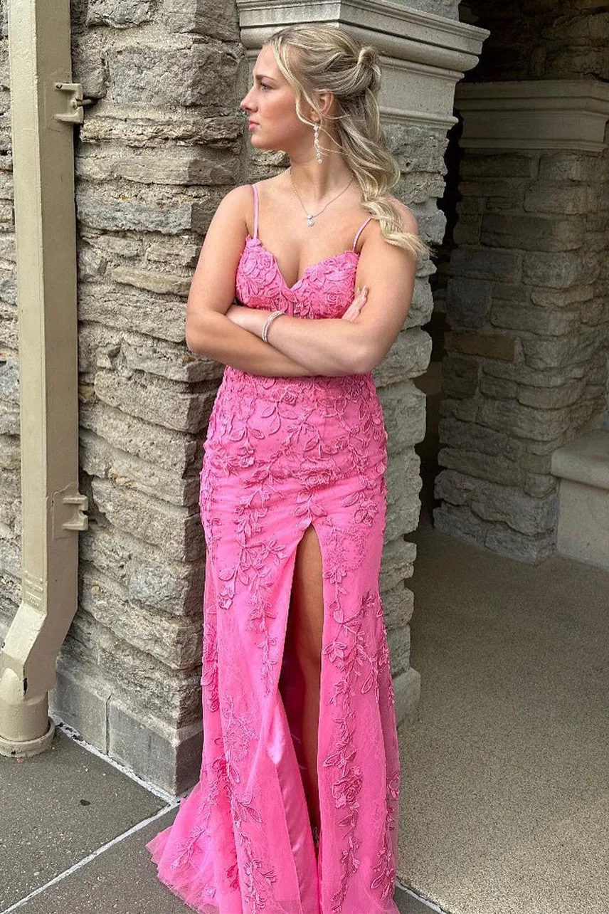 Mermaid Straps Royal Blue Slit Long Prom Dress with Appliques sold by KissProm product image thumbnail 4