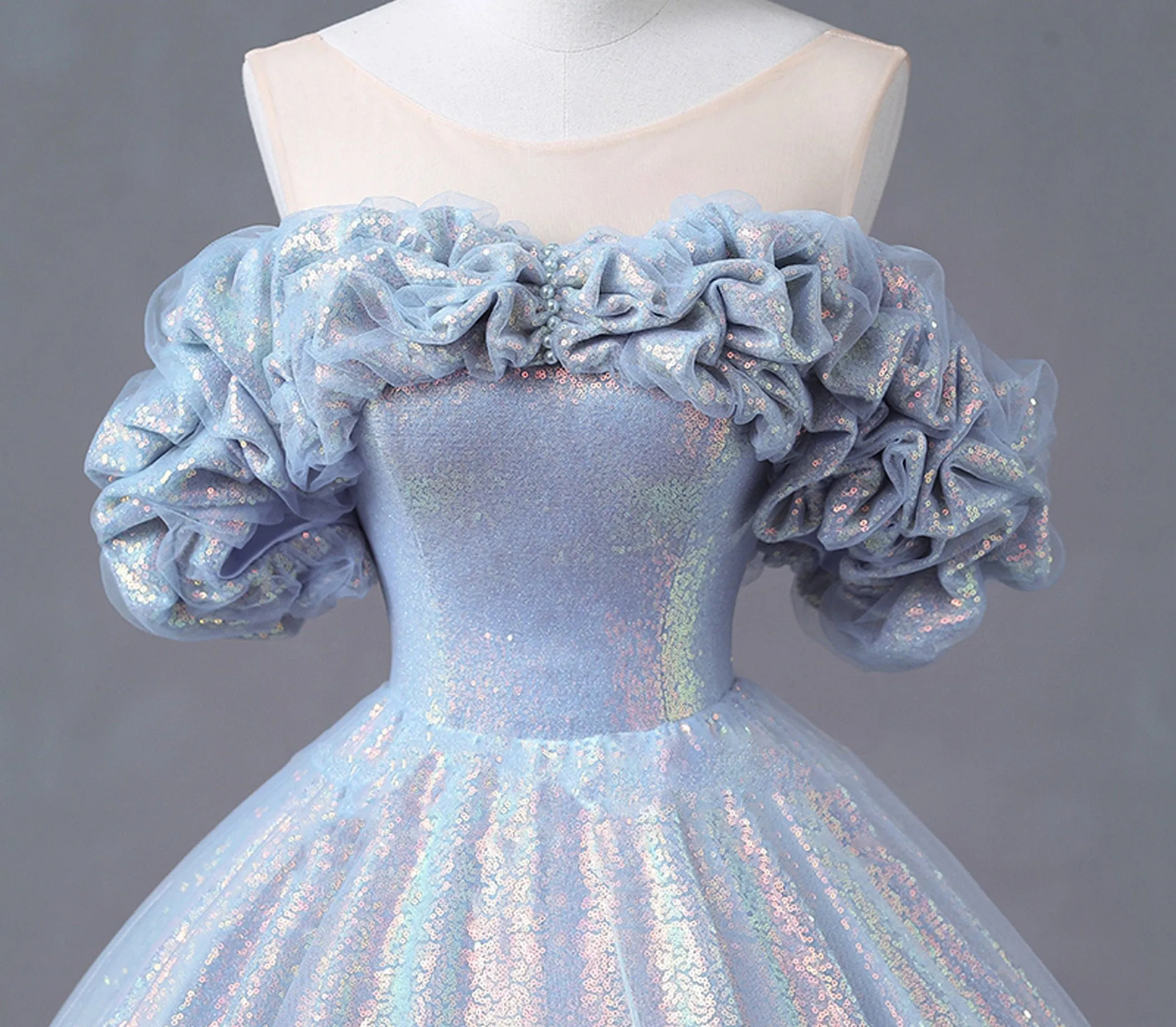 Glitz Mermaid Blue Bridal Gown Fairy Prom Dress Dress sold by KissProm product image thumbnail 4