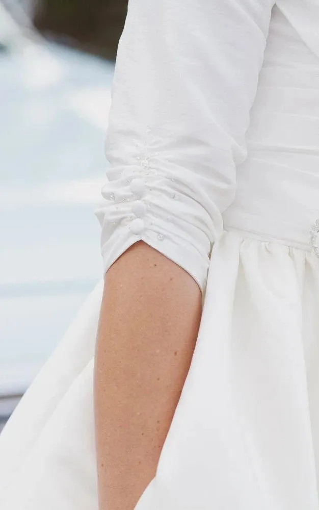 Knee Length Wedding Dress With 3/4 Sleeves sold by KissProm product image thumbnail 5