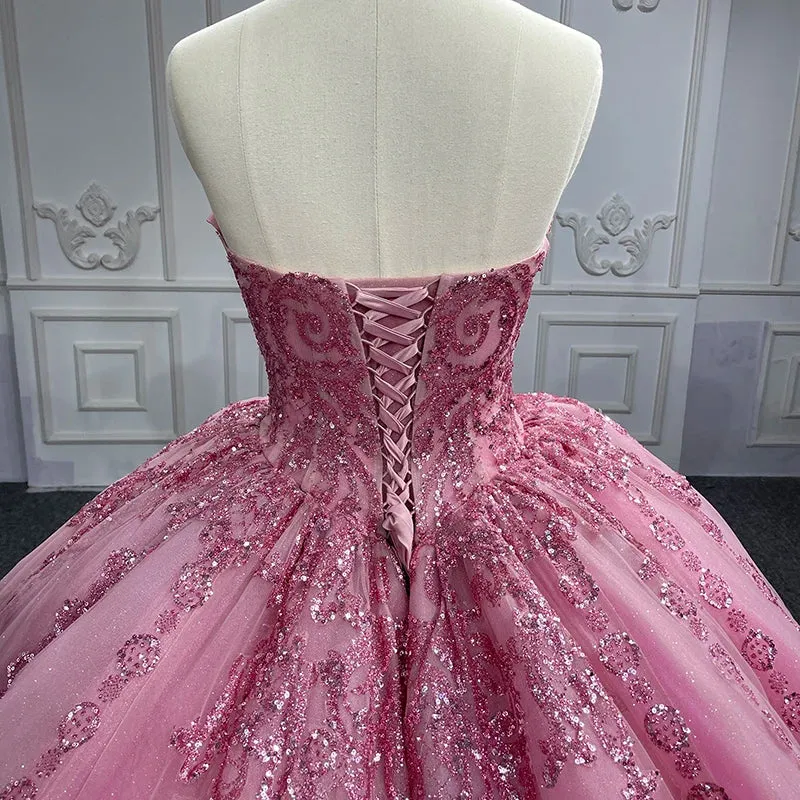 Quinceanera Dress Romantic Court Train Ball Gown Strapless Pleated sold by KissProm product image thumbnail 5