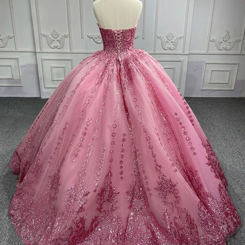 Quinceanera Dress Romantic Court Train Ball Gown Strapless Pleated sold by KissProm product image thumbnail 2