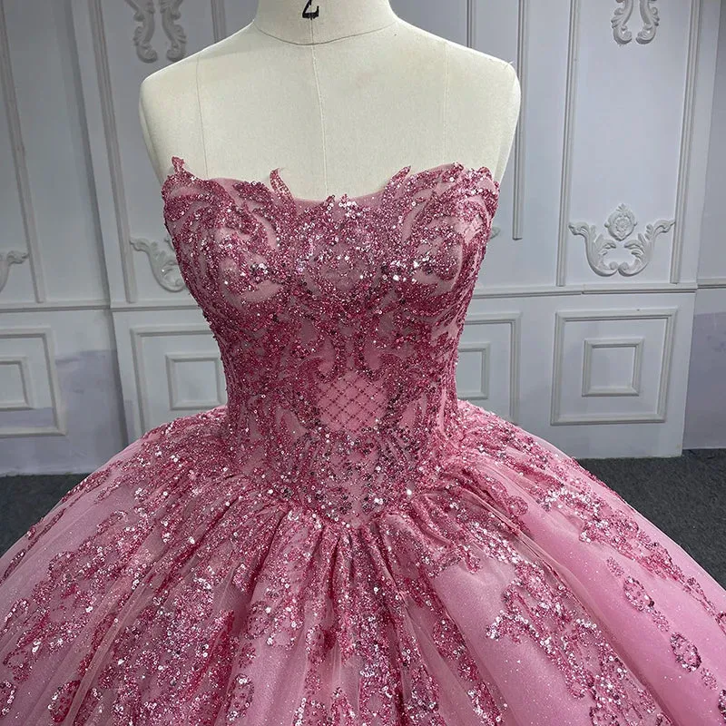 Quinceanera Dress Romantic Court Train Ball Gown Strapless Pleated sold by KissProm product image thumbnail 3