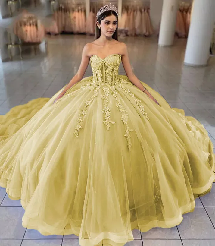 Sky Blue Ball-Gown Tulle 3D Flowers Sweetheart Quinceanera Dresses sold by KissProm product image thumbnail 5