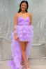 Lilac Tulle Strapless High-Low Homecoming Dress with Ruffles sold by KissProm