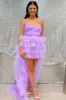 Lilac Tulle Strapless High-Low Homecoming Dress with Ruffles sold by KissProm