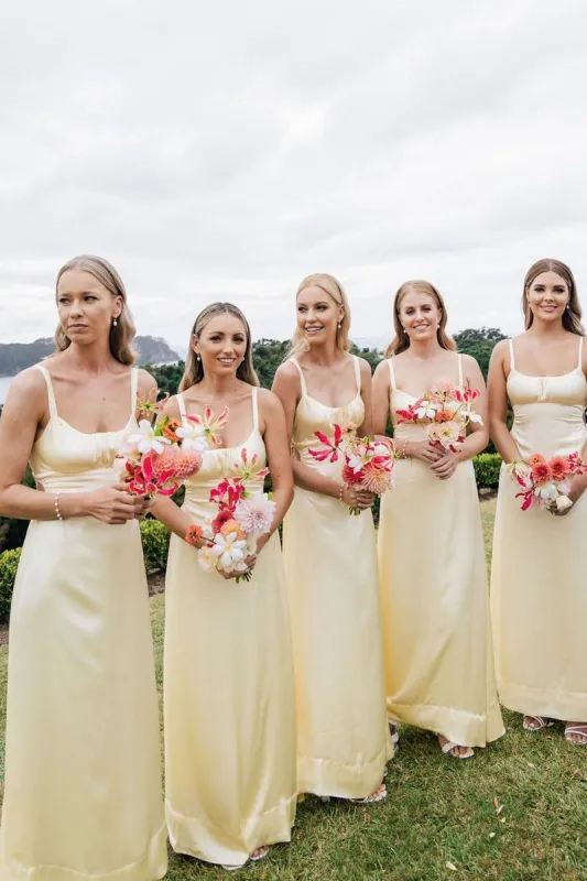 Sheath Spaghetti Straps Cutout Long Bridesmaid Dresses sold by KissProm