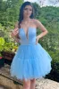 Vandalia | Sky Blue Strapless Lace-Up A-Line Homecoming Dress sold by KissProm