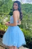 Vandalia | Sky Blue Strapless Lace-Up A-Line Homecoming Dress sold by KissProm