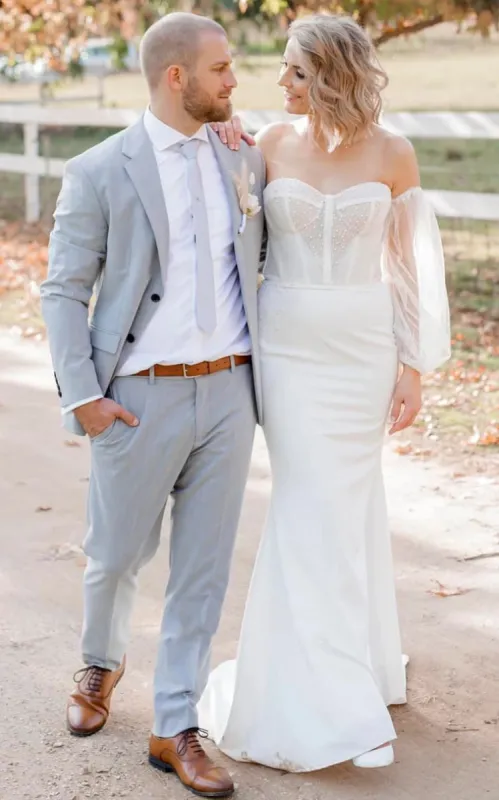 Sexy Mermaid Sweetheart Satin Wedding Dress With Open Back And Beading sold by KissProm