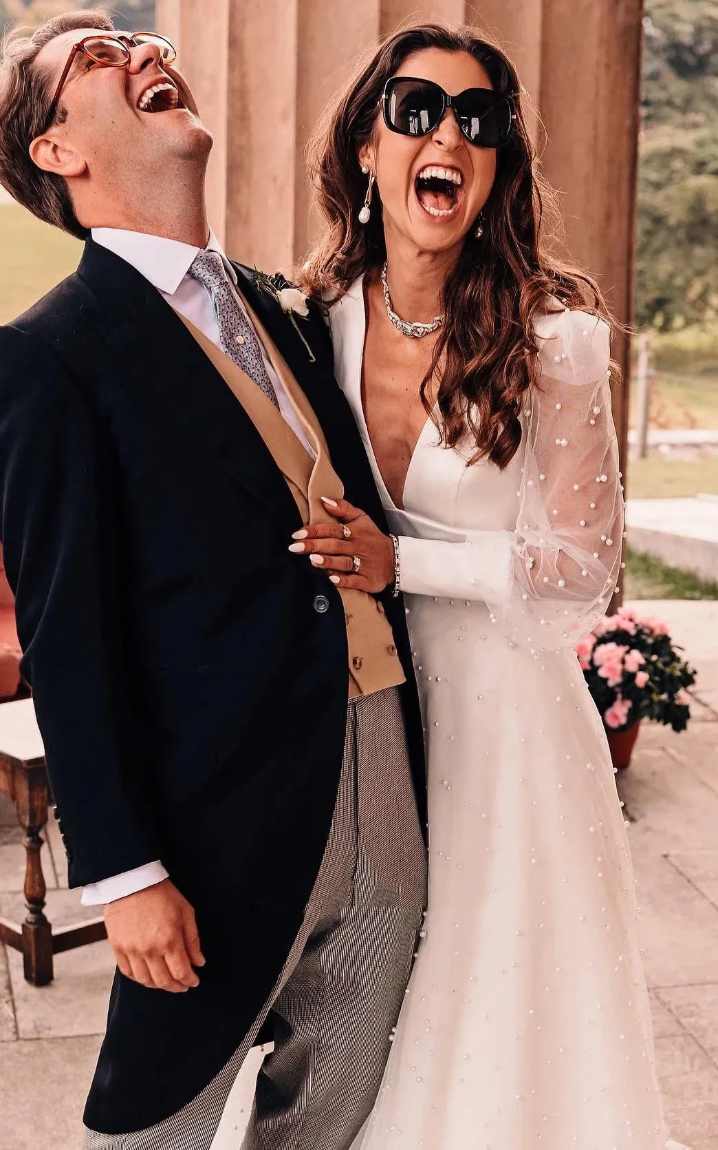 Plunging Neckline A-Line Lace Casual Wedding Dress With Open Back And Beading sold by KissProm product image thumbnail 4