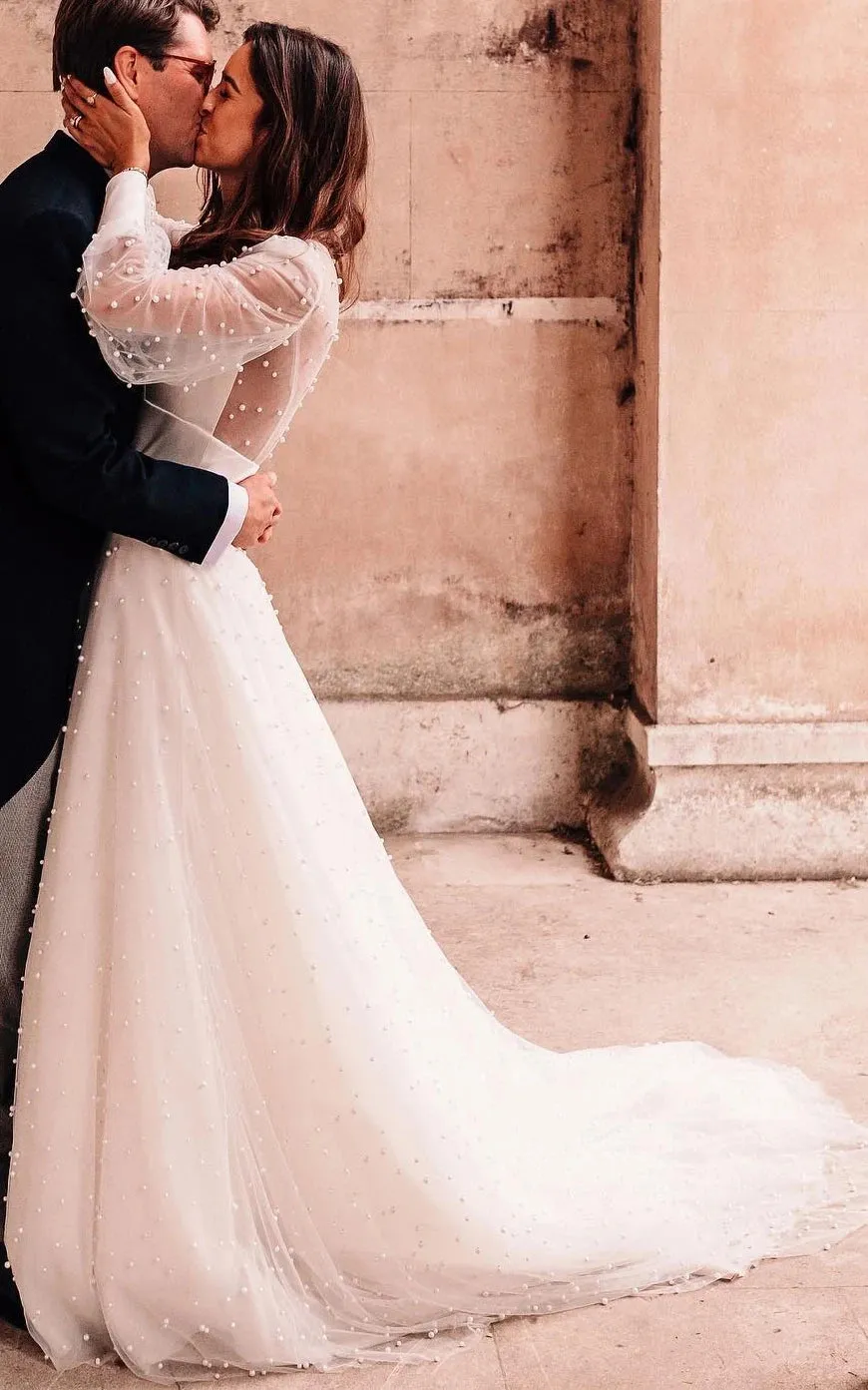 Plunging Neckline A-Line Lace Casual Wedding Dress With Open Back And Beading sold by KissProm product image thumbnail 2