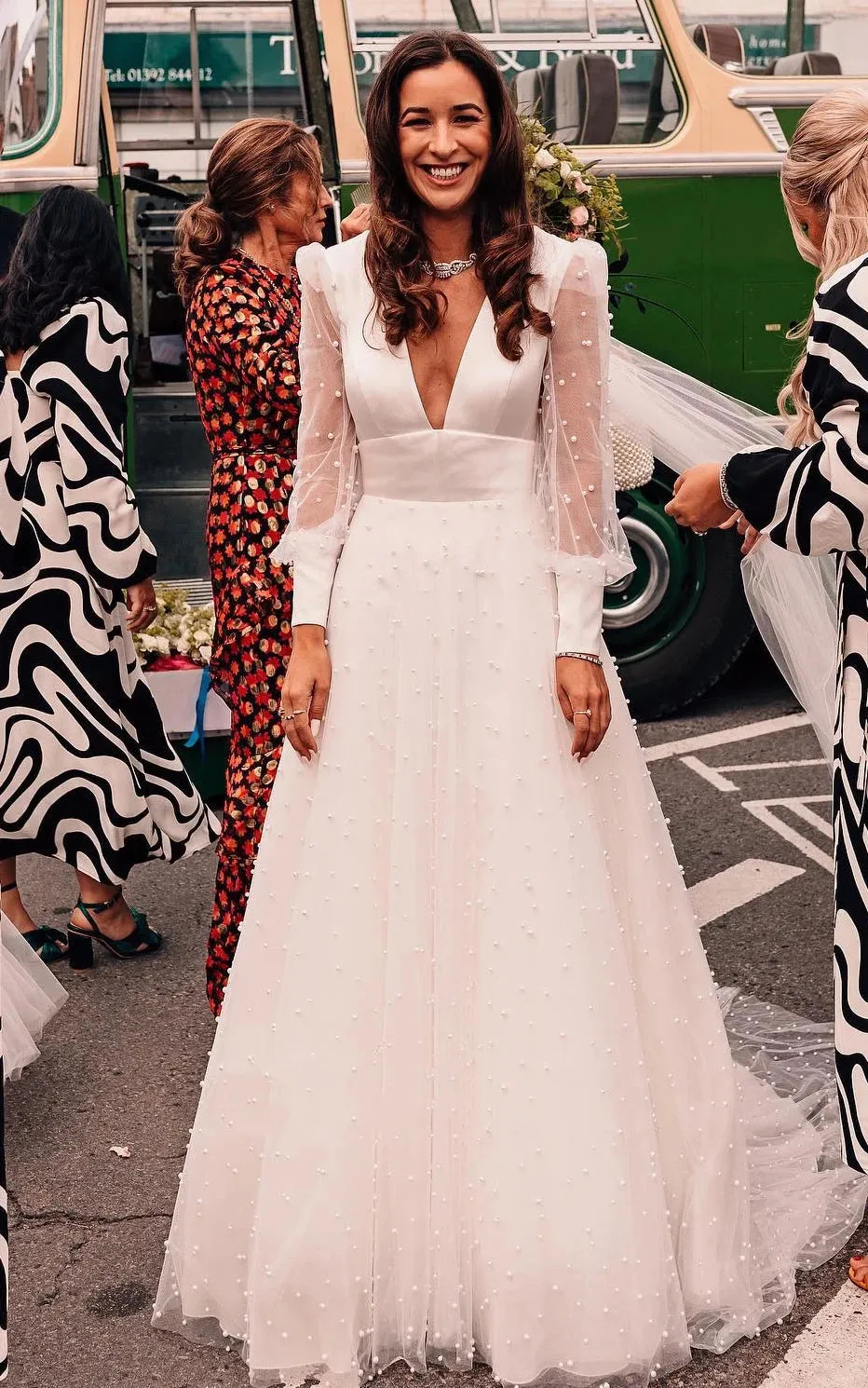 Plunging Neckline A-Line Lace Casual Wedding Dress With Open Back And Beading sold by KissProm