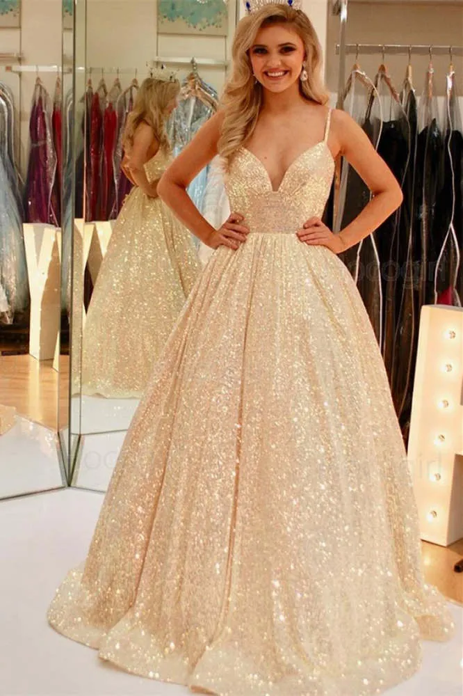 Stunning Pink Sequins A-Line Long Prom Dress sold by KissProm product image thumbnail 5
