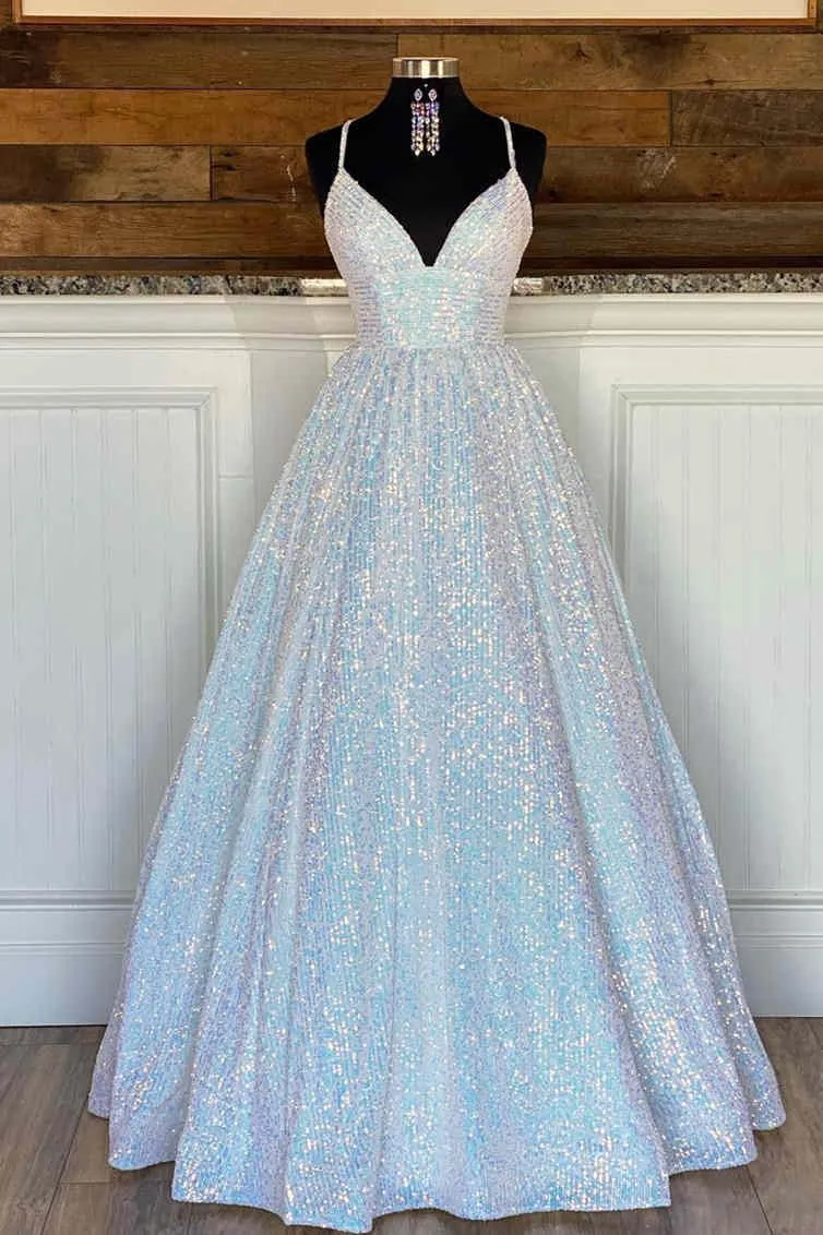 Stunning Pink Sequins A-Line Long Prom Dress sold by KissProm product image thumbnail 4