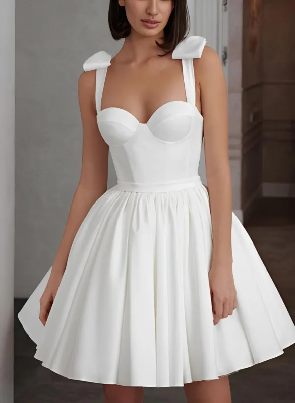Julep | Sweet A-Line Sweetheart Sleeveless Short Satin Wedding Dresses sold by KissProm