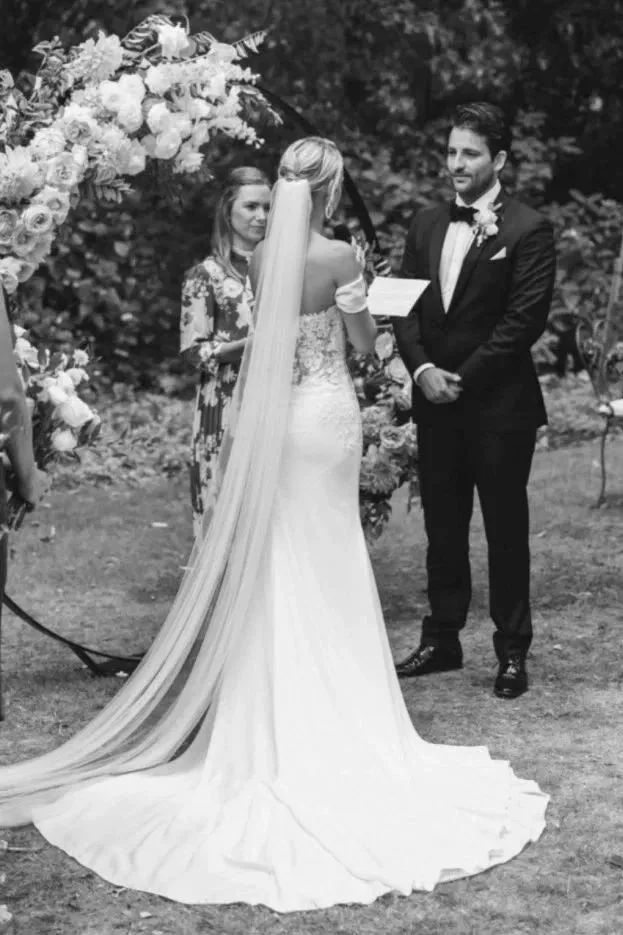 Split Front Off-the-shoulder Sexy Sweetheart Satin Wedding Dress With Lace sold by KissProm product image thumbnail 2