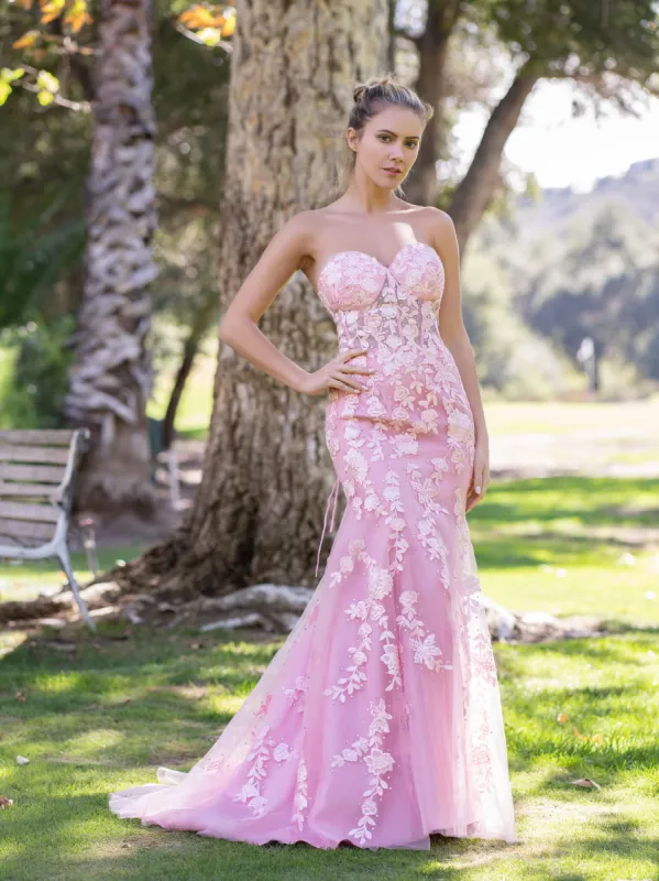 Sweetheart Neck Lace Mermaid Tulle Prom Dress sold by KissProm